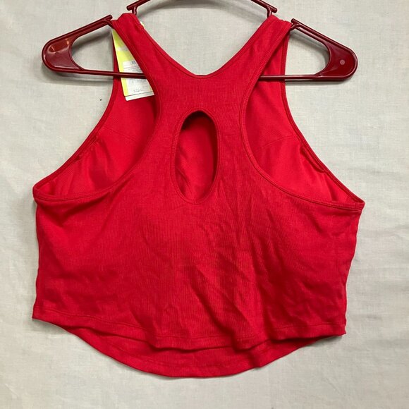 All In Motion Women's XL Red Rib High Neck Racerback Cropped Tank Top Slim Fit - Picture 9 of 13